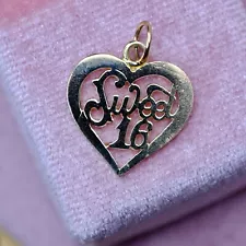 14K Real Yellow Gold "Sweet 16" Pendant - Perfect Gift for Birthday