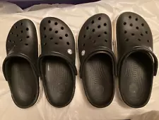 Lot of 2 Pair Unisex Crocs Mens Size 9 Womens Size 11 Black Cleaned Used