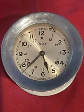 CHELSEA BOSTON 4 1/2" DIAL HEAVY STAINLESS STEEL SHIPS BELL CLOCK. WITH KEY