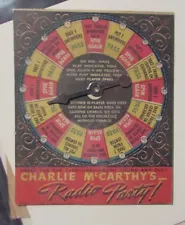 1938 CHARLIE McCARTHY'S Radio Party Complete FN/FN+ Spinner & Envelope