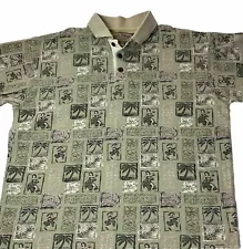 Men’s Hawaiian Polo Palm Islands Hula Girl Palm Trees Size Medium M