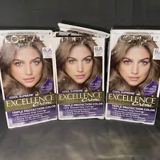 L'Oreal Cool Supreme Excellence Creme 6UA Ultra Ash Light Brown Hair Color X3