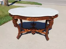 Stunning Walnut Victorian Marble Top Table