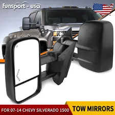 Pair Power Heated Tow Mirrors for 2007-2013 Chevy Silverado 1500 2500HD 3500HD