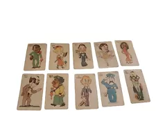 1930's 1940's Vintage Old Maid Playing Cards Set Of 10