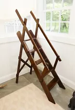 Antique Mahogany Collapsible Library Step Ladder