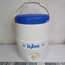 Vintage Igloo Water Cooler Jug 2 Gallon Marine Sport Edition White/Blue SEE PICS