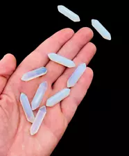 10 Pcs Natural Milky Opal Hydro Quartz Pencil Gemstone For Sale - Milky Opal Gem