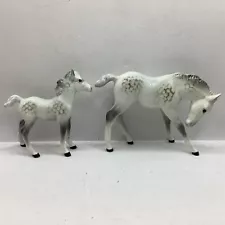 2x Vintage Beswick Dapple Grey Horses Figurines Made in England (C1) S#592