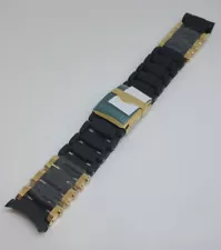 Invicta Sea Spider Gold Steel Black Rubber Watch Bracelet for Model 1478 Etc.