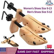 2024 One Pair 2-way Wooden Adjustable Shoe Stretcher for Men Women Size 9-13