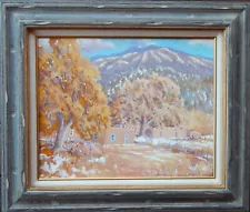 LISTED Ralph Leyba Adobes in Southwest Winter Landscape Oil Painting NO RESERVE