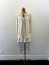 vintage CHANEL Spring 1994 beige ecru tweed jacket with mini slip dress