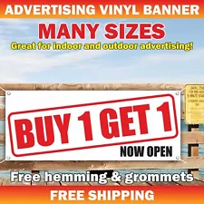 BUY 1 GET 1 NOW OPEN Advertising Banner Vinyl Mesh Sign Special Offer Sale Stock