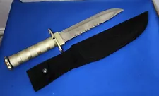 9" Blade Bowie Hunting Knife Fixed Handle & Sheath With Hidden Compass