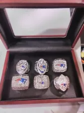 NE Patriots Super Bowl Championship Rings 6 Pcs W/RoseWood Gift Box_USA seller