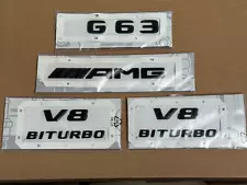 Mercedes-Benz W463 Genuine BLACK G63 AMG V8 BITURBO Emblem Badge Decal Set NEW (For: 2020 G63 AMG)