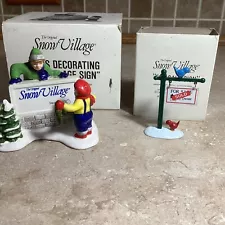 Dept 56 Snow Village Accessories- KIDS DECORATING THE VILLGE SIGN-FOR SALE SIGN-