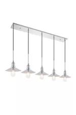 CHROME DINING ROOM KITCHEN ISLAND PENDANT CHANDELIER CEILING FIXTURE 5 LIGHT 49"