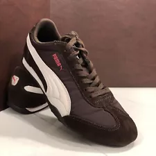 Puma Trainers Womens 8.5 Brown White 352625-11 Sneakers Trainers Suede Nylon