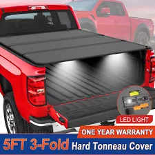 5FT 3-Fold Hard Tonneau Cover For 2015-2024 Chevy Colorado GMC Canyon Truck Bed