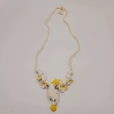 Estate Jewelry Vintage Flower And Bird Parrott Cord Necklace 12"