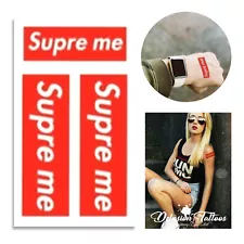 SUPREME BOX LOGO TEMPORARY TATTOOS, SET OF 3, HAND, T SHIRT, MENS, WOMENS, KIDS