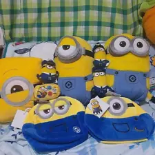 Minions Plush bag Mascot Cushion lot of 9 Set sale pouch Including not for sale