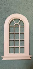 Dolls house georgian 16 pane arched top window, white plastic 1:12