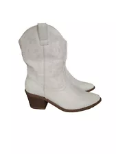 Dream Pairs White Cowboy Boots Womens Size 7 Side Zip Western Cowgirl