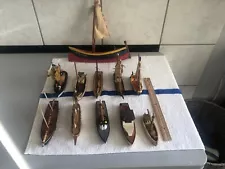 11 Assorted Vintage Wooden Model Ships From The 1980s