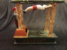 Vintage Acrobat Bank Mechanical Cast Iron Penny Bank Works