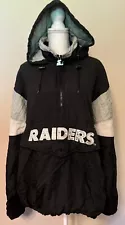 Vintage LA Raiders Starter Pullover Jacket 1/4 Zip Hooded Size XL *Read Desc*