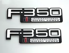 Set of 2 83-94 F-350 International Diesel Power Side Fender Door Emblem NEW (For: 1979 F-350)