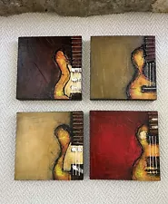 Artwork: ORIGINAL Sergio Lazo Guitar Paintings - Set Of 4