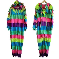 Tipsy Elves Pinata Fringe Look Bright Colored Zip Hooded One Piece Costume M