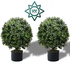 Set of 2-Pre-Potted 24 Inch High Artificial Boxwood Plants for Outdoor/Indoor...