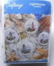 Lighthouse Coasters (4): Complete Kit, Cross Stitch Inserts (©2016)