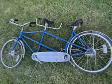 Rare Vintage 1950s Blue SCHWINN TOWN & COUNTRY Tandem Bicycle W DRUM BRAKES