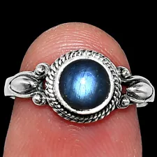 Blue Fire Labradorite - Madagascar 925 Sterling Silver Ring s.7 Jewelry R-1345