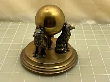 Judd's Very Nice Unique Heavy Brass 3 Dog Motif Ink Well