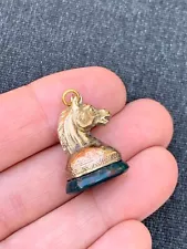 9ct gold horse head bloodstone seal fob pendant