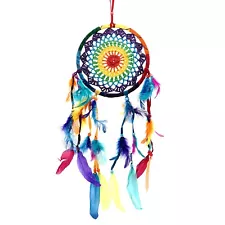 Colorful Crochet Dreamcatcher 6" wide X 15" long