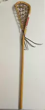 Vintage MOHAWK CORNWALL CA Wooden LACROSSE STICK + LABEL Lax 41" Long Pee Wee