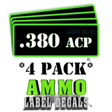 380 ACP Ammo Can Labels Ammunition Case Decals 3"x1" rounded corners GRbkRD