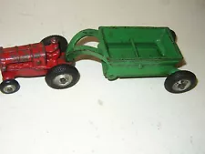 Vintage 30's Arcade Cast Iron Allis Chalmers Tractor & Dump Trailer Red & Green