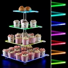 Cupcake Stand 4 Tier with LED Lights Multicolor 7 Colors Wedding, Bar Mitzvah