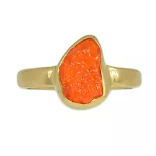 18K Gold Vermeil Natural Mexican Opal Rough Ring Jewelry s.5.5 CR39743