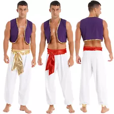 Men's Desert Arabian Prince Suit Halloween Fancy Dress Costume Vest with Pants