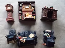 1990's Avon Miniature Collectibles Furniture Victorian Study Set